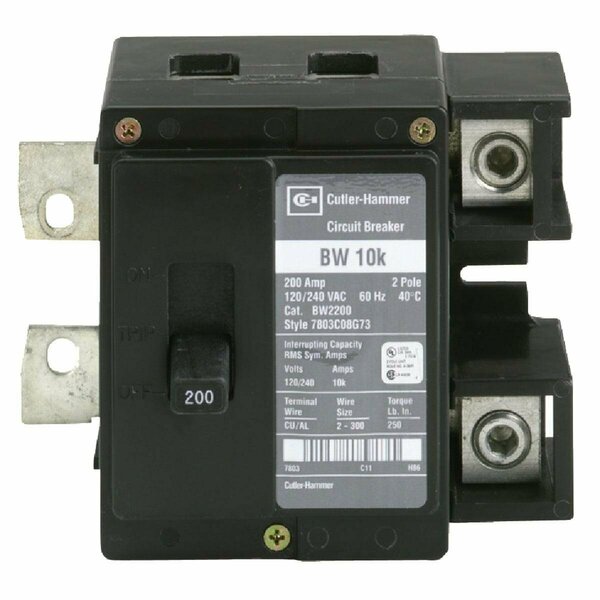 Eaton Circuit Breaker, BW Series 200A, 2 Pole, 120/240V AC BW2200